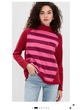 We The Free Punk Pink and Red Striped Long Sleeve Top